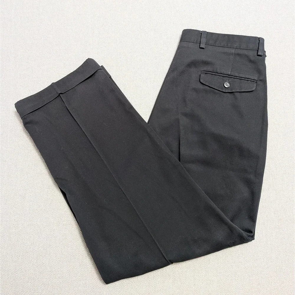 VTG Dockers Men's Black 34X30 Pleated Cotton Chino Dress Pants